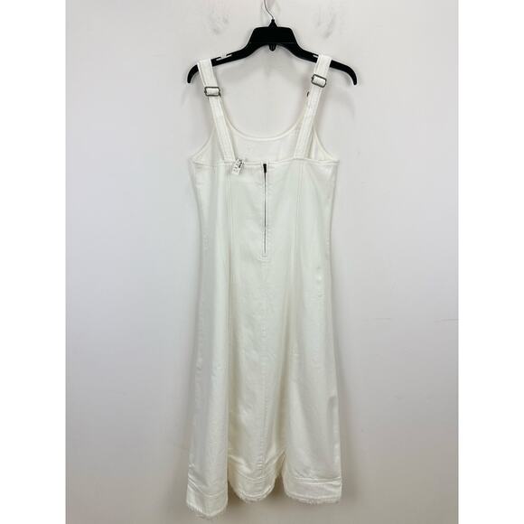 Madewell Denim Scoopneck Midi Dress Pure White Wash A Line Minimalist Medium NWT - Picture 11 of 15